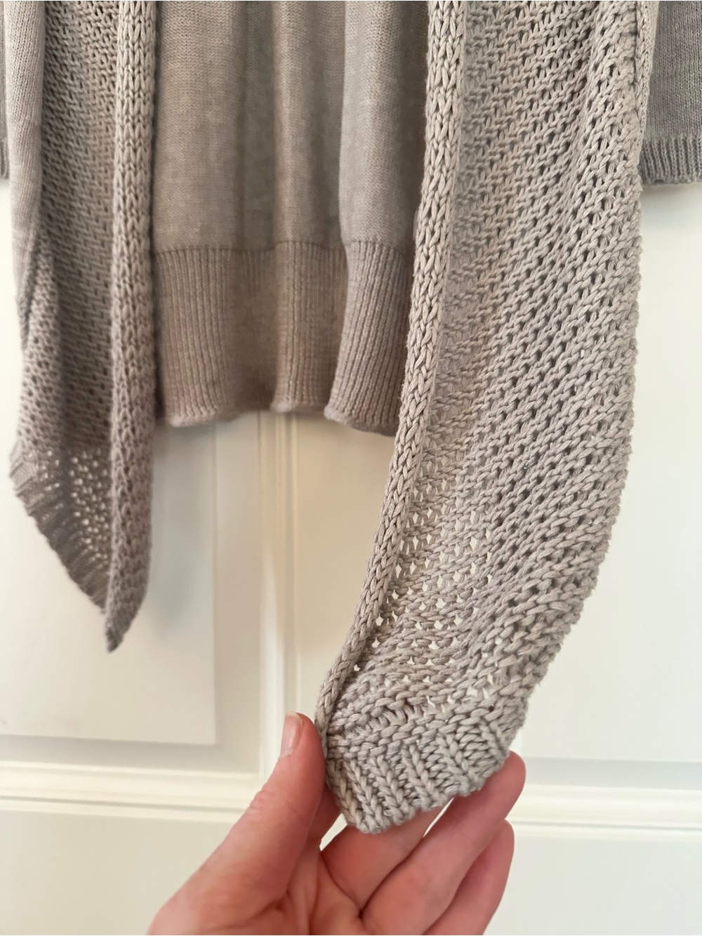 Banana Republic 100% Cotton Gray Mesh Knit Cardigan Altered 3/4 Sleeve Size S - Picture 6 of 10
